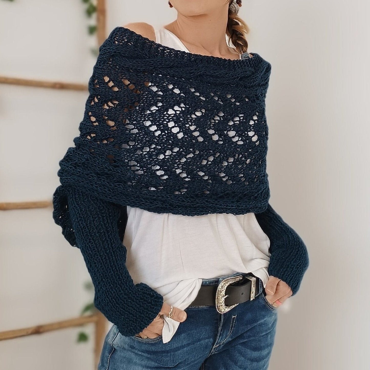 🥰HOT SALE🥰Women’s Knitted Cut-Out Shawl Poncho Wrap