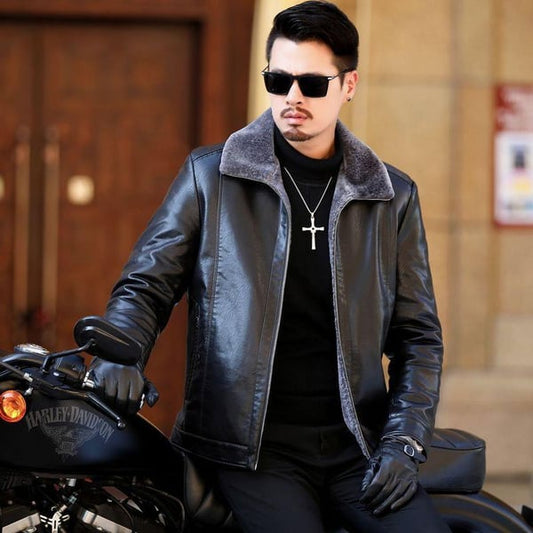 [Perfect gift] Men’s Winter Chic Fleece Leather Jacket