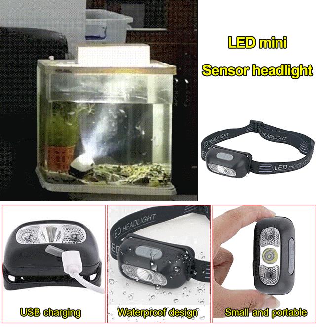 Mini LED Waterproof Gesture Control Headlight