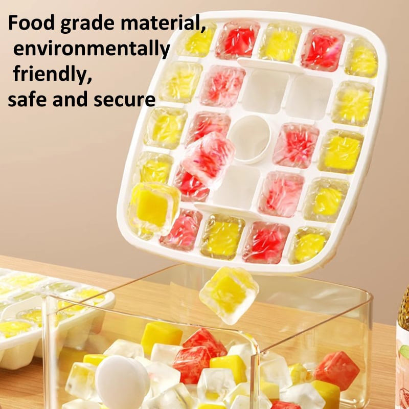 2 Tier Convenient Push-In Ice Cube Mold with Tray Case