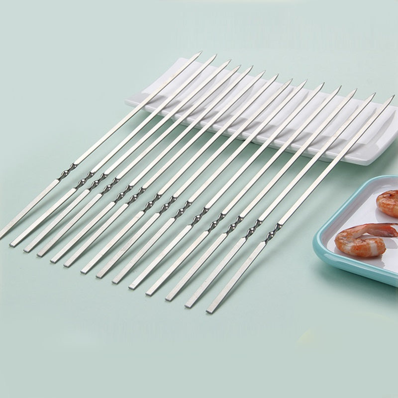 🔥 Make grilling an art this summer! Food grade flat stainless steel BBQ skewers