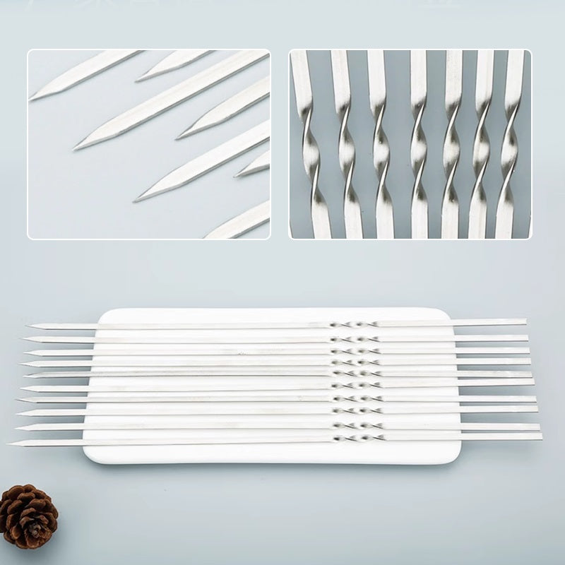 🔥 Make grilling an art this summer! Food grade flat stainless steel BBQ skewers