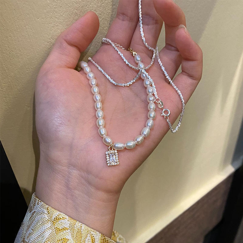 Natural Pearl Zircon Necklace