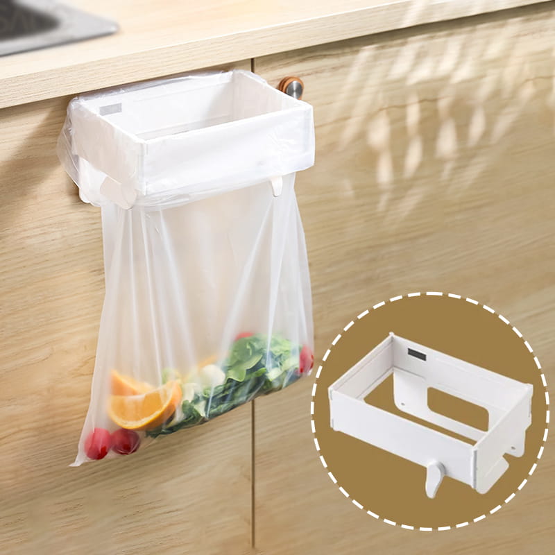 Wall-Mounted Foldable Garbage Bag Holder for Kitchen