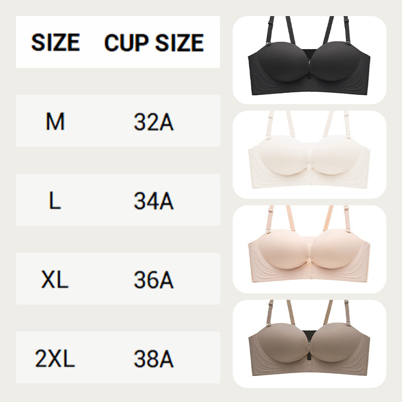 Invisible Strap Front Buckle Push Up Bra