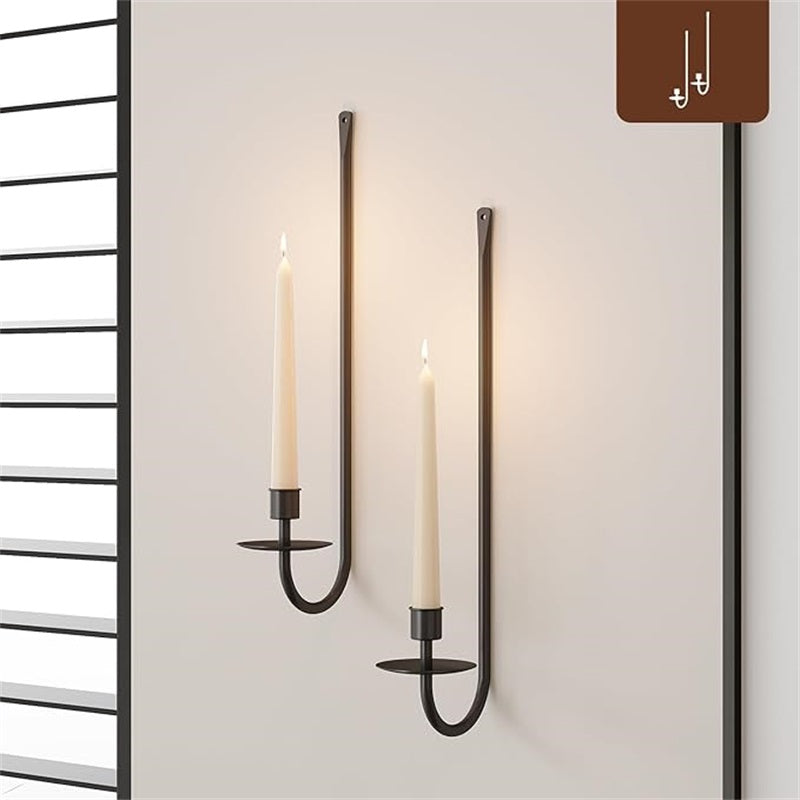 2pcs Elegant Wall-Mounted Metal Candle Holder Sconces