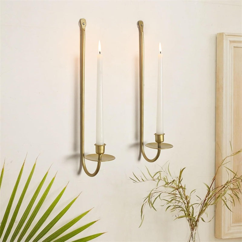 2pcs Elegant Wall-Mounted Metal Candle Holder Sconces