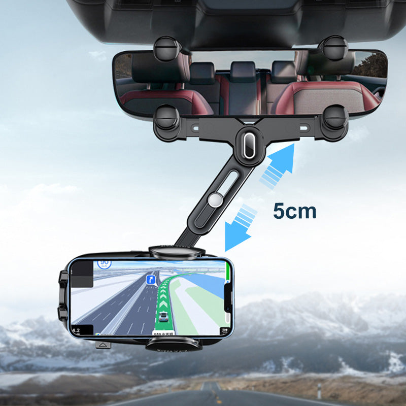 360-Degree Rotatable Adjustable Car Phone Rearview Mirror Holder