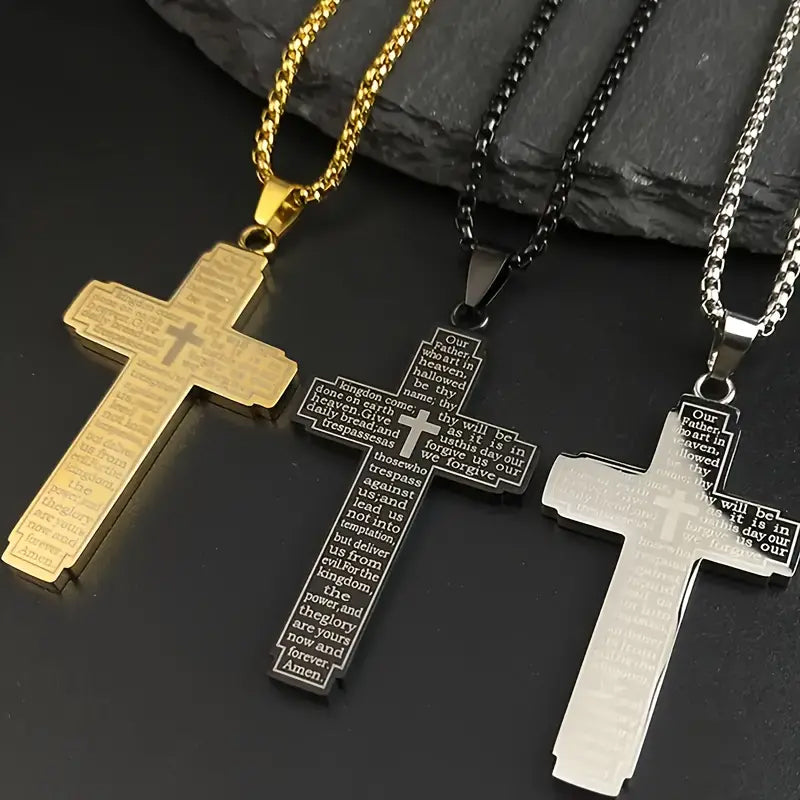 Cross Pendant Necklace with Bible Verse