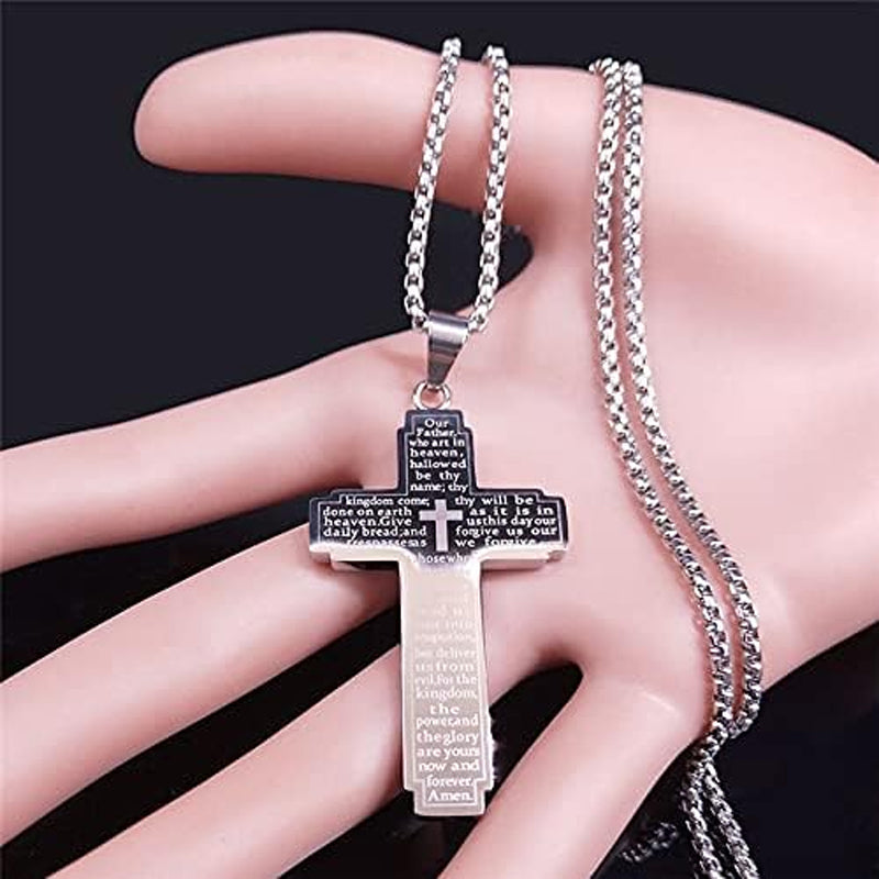 Cross Pendant Necklace with Bible Verse