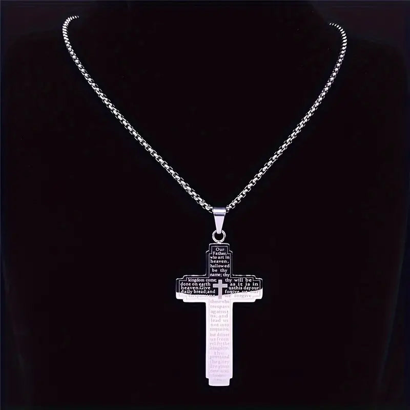 Cross Pendant Necklace with Bible Verse