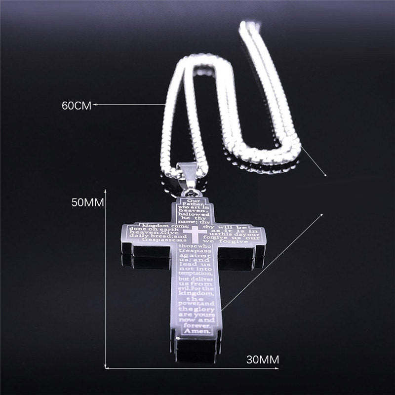 Cross Pendant Necklace with Bible Verse