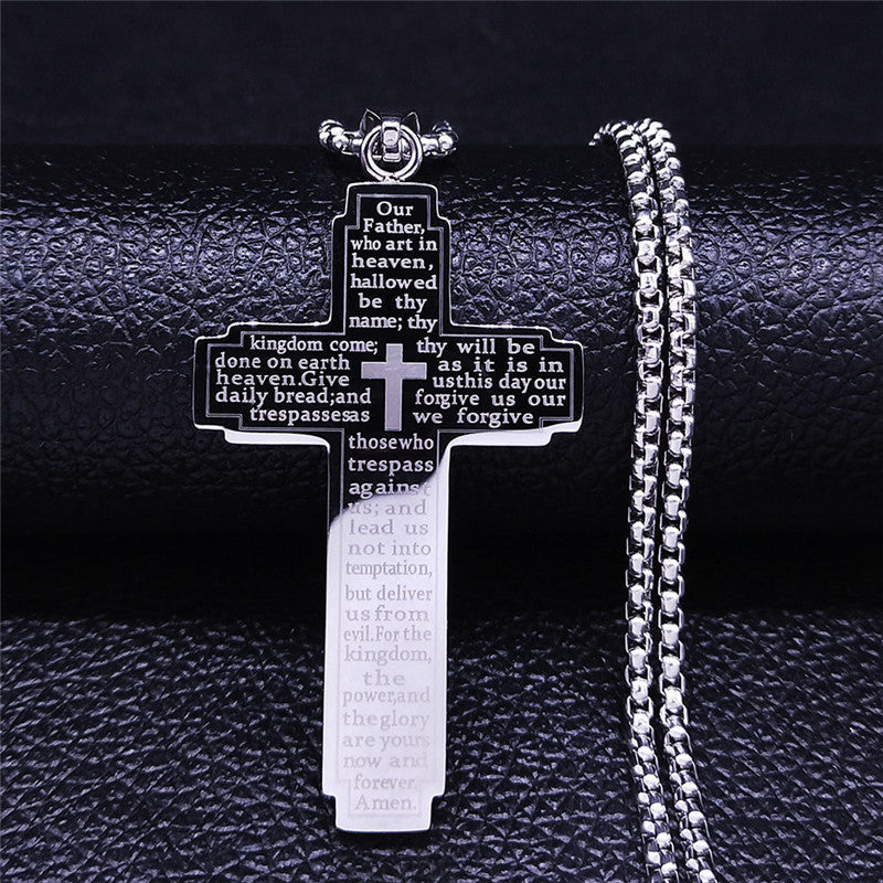 Cross Pendant Necklace with Bible Verse