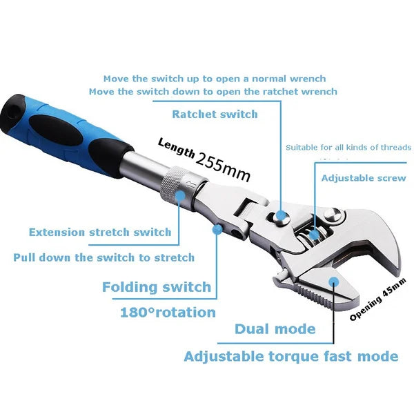 ⏳5 In 1 Telescopic Shaking Head Ratchet Wrench