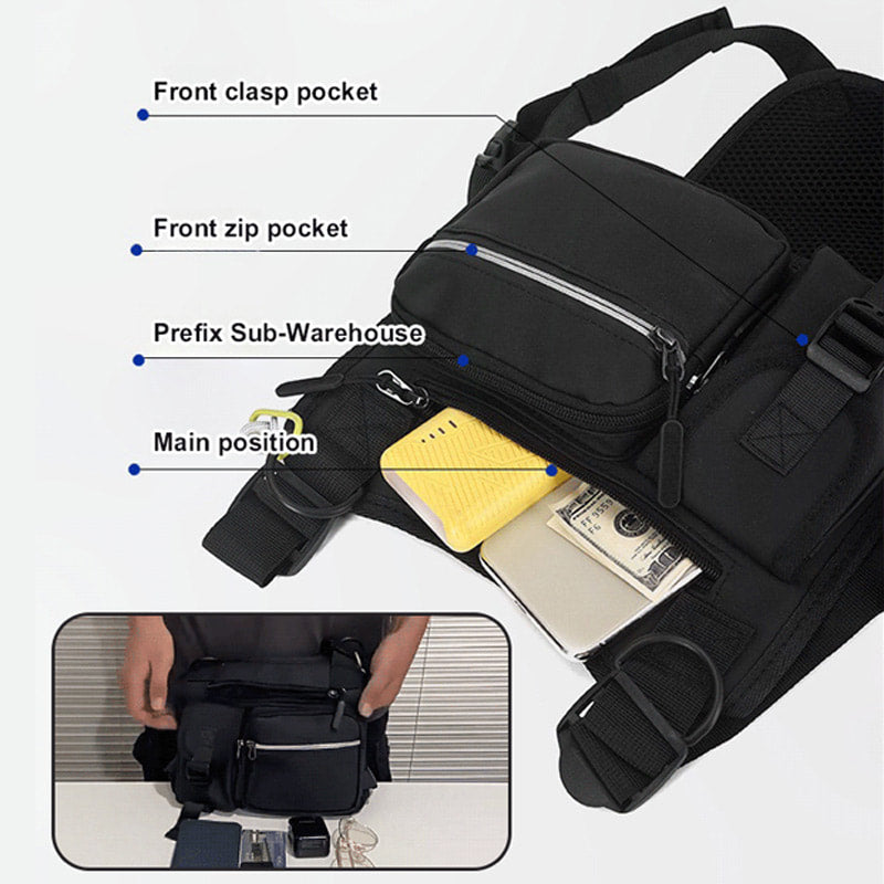 Multi-Pocket Waterproof Vest Style Chest Bag