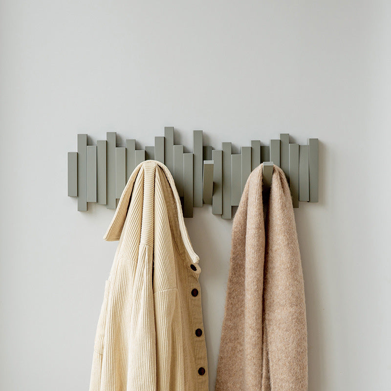 Creative Wall Mounted Coat Rack with Retractable Pegs