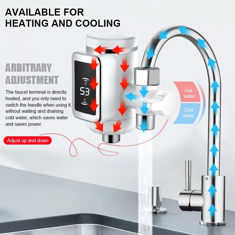 Hot Water Faucet With Digital Display(Comes with a universal plug)