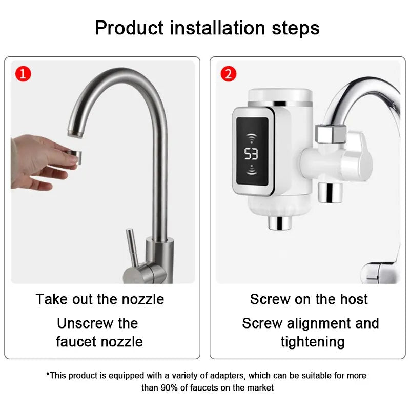 Hot Water Faucet With Digital Display(Comes with a universal plug)