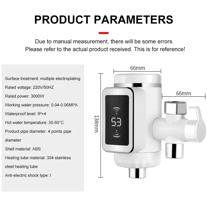 Hot Water Faucet With Digital Display(Comes with a universal plug)