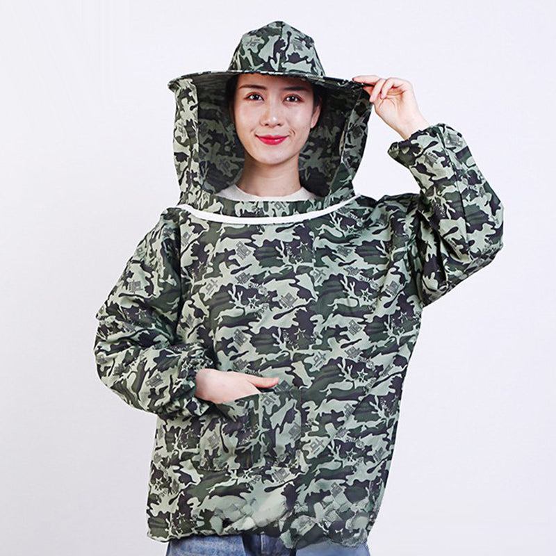 Outdoor Camouflage Jacket with Hat -- Full Body Protection from Insects