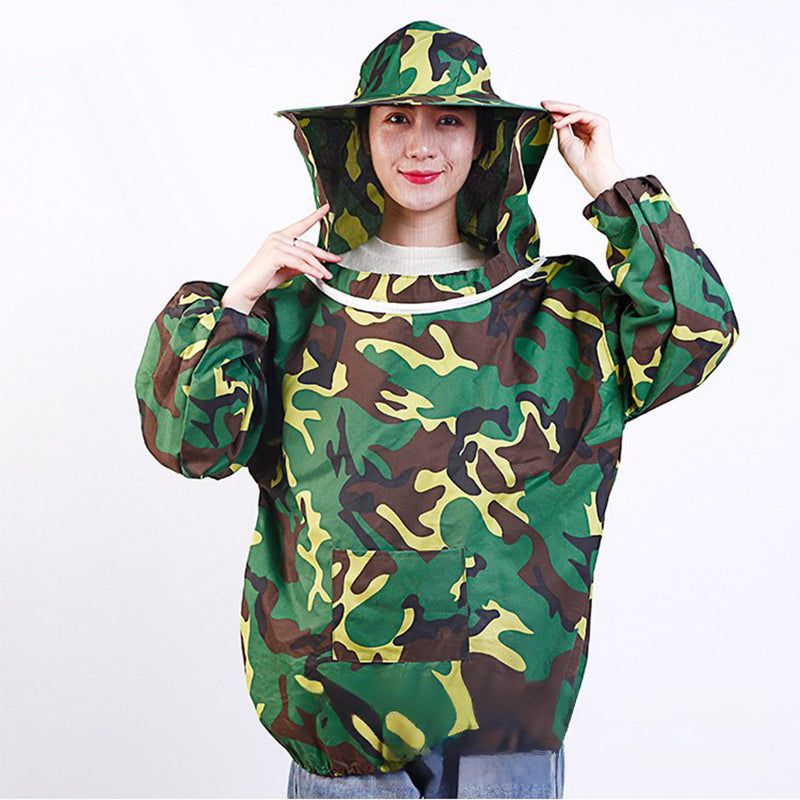 Outdoor Camouflage Jacket with Hat -- Full Body Protection from Insects