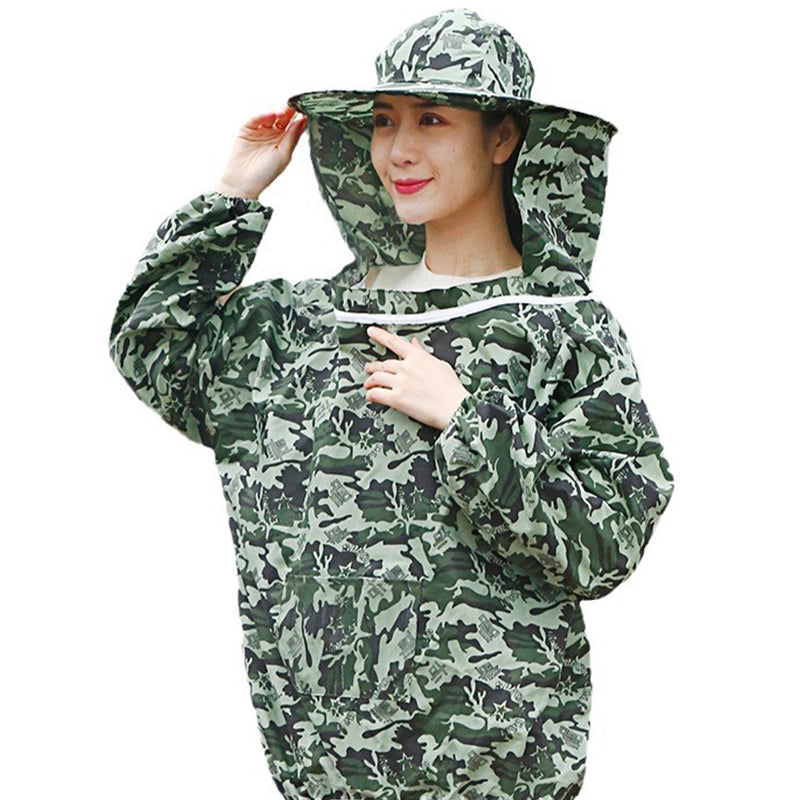 Outdoor Camouflage Jacket with Hat -- Full Body Protection from Insects