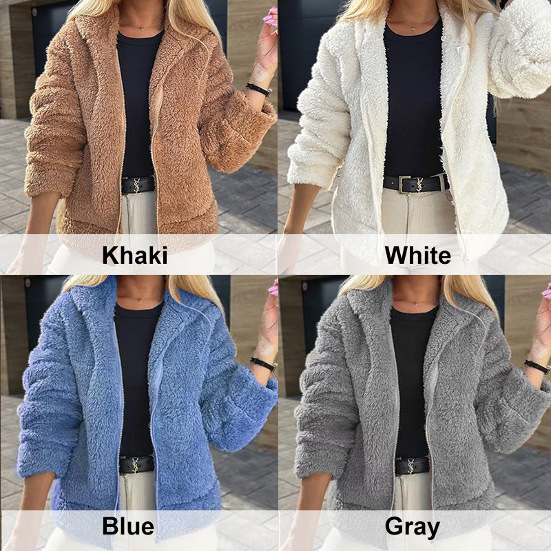 Women's Fashion Hooded Woolen Fleece Coat