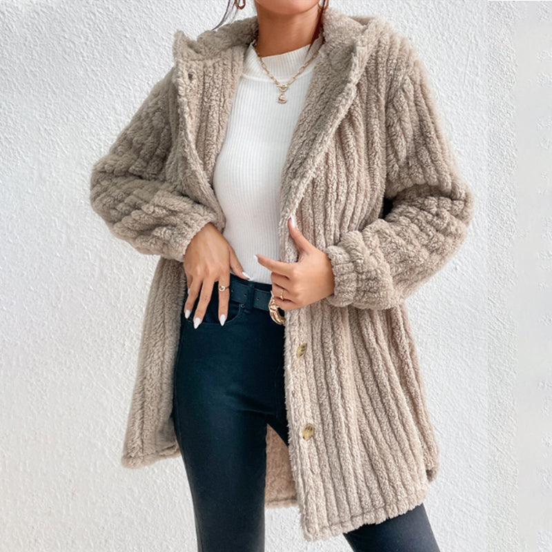 Women's Button Down Hooded Knit Cardigan