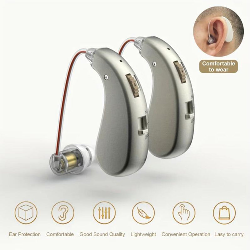 USB Rechargeable Bluetooth Hearing Aid Headphones for Seniors