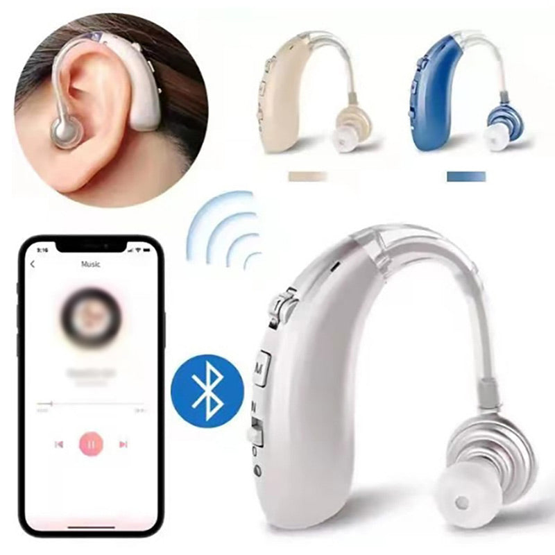 USB Rechargeable Bluetooth Hearing Aid Headphones for Seniors