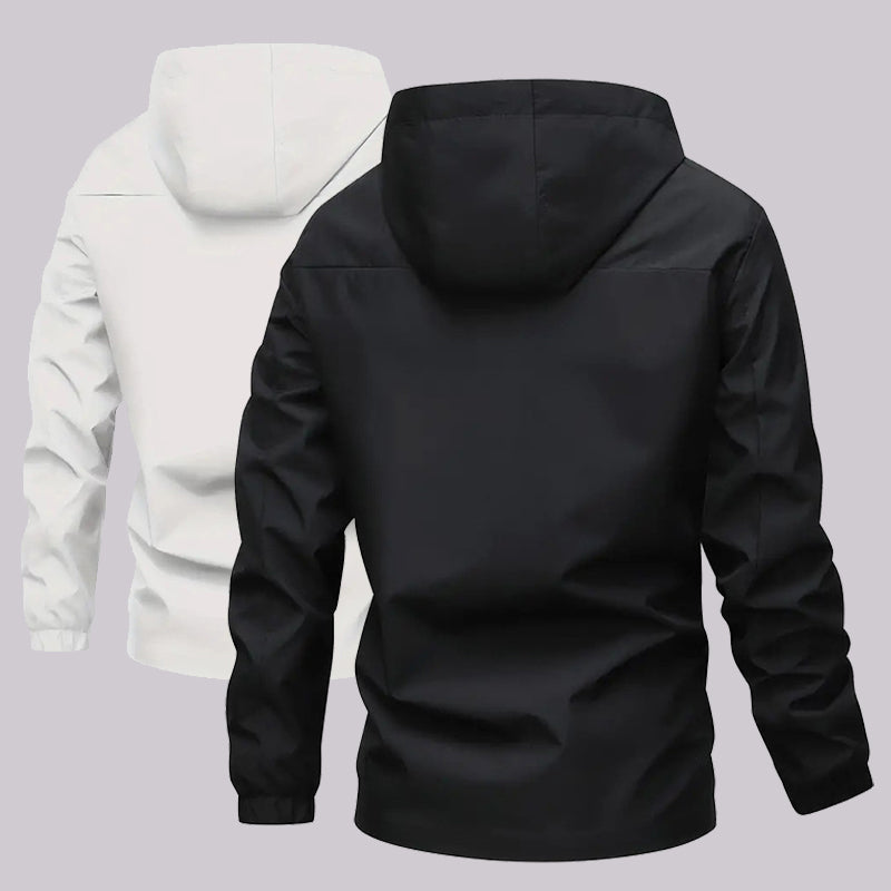 Men's Waterproof Jacket with Detachable Hood and Pockets