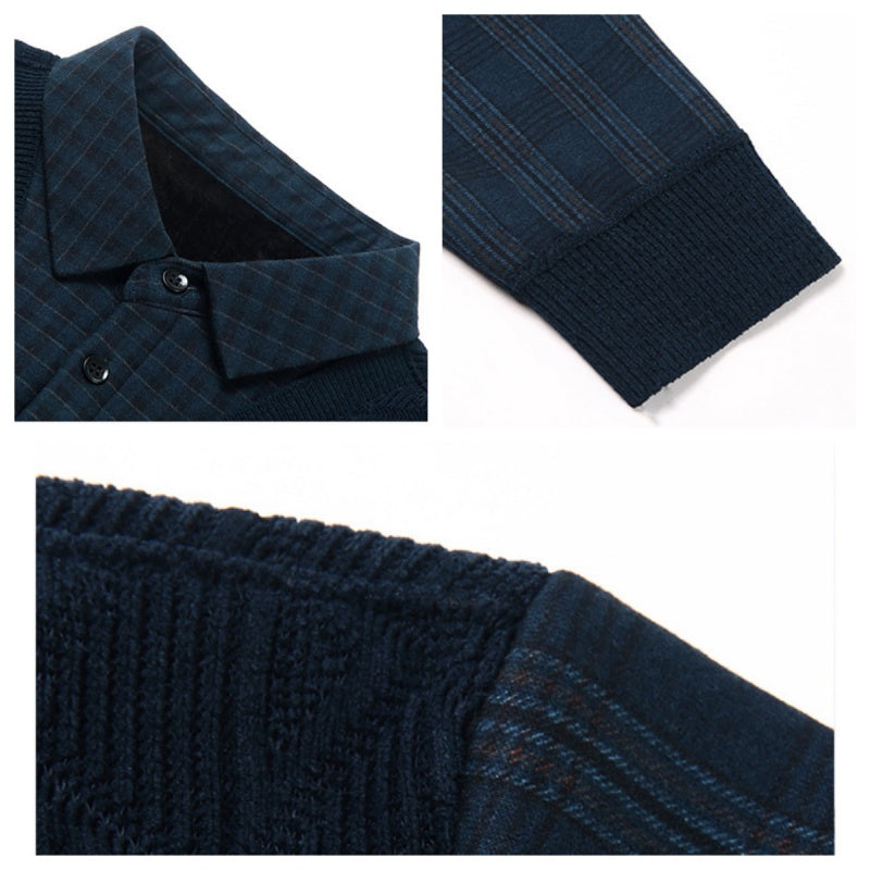 Men's Lapel Knit Padded Warm Sweater