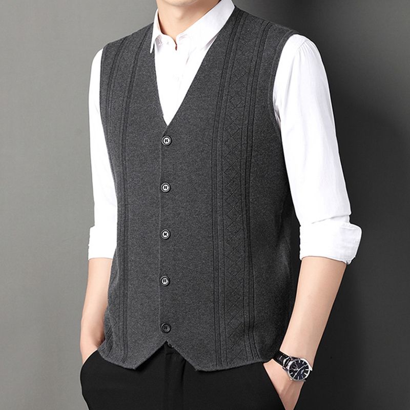 Men's Fashion Knitted Button Sweater Vest Business Match