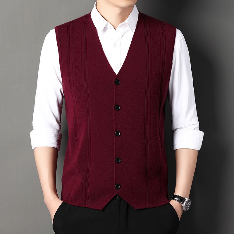 Men's Fashion Knitted Button Sweater Vest Business Match