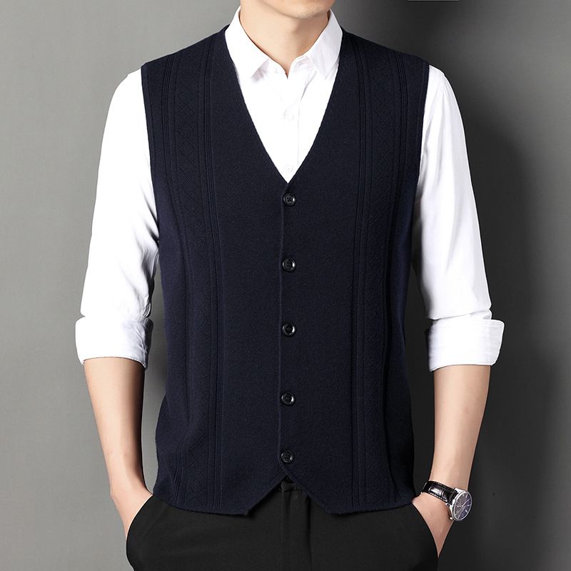 Men's Fashion Knitted Button Sweater Vest Business Match