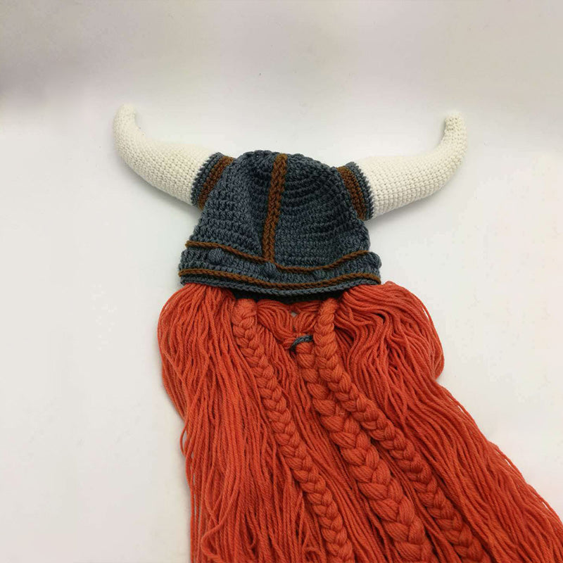 [Unique Gift] Funny Beard Viking Knit Hat and Removable Beard