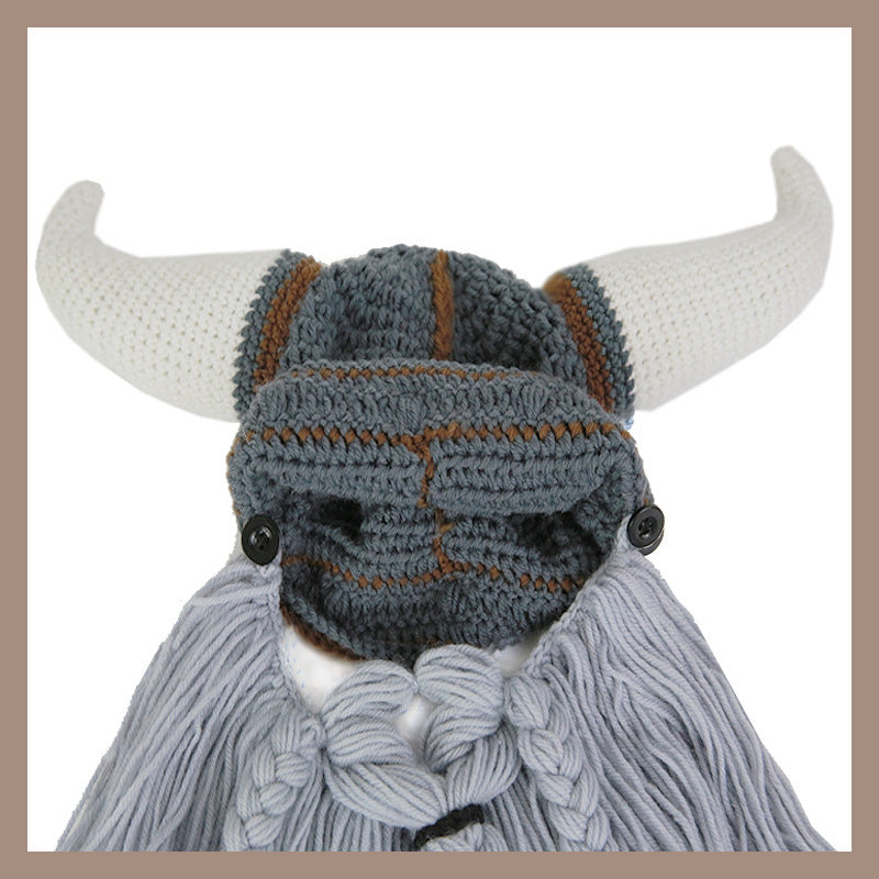 [Unique Gift] Funny Beard Viking Knit Hat and Removable Beard