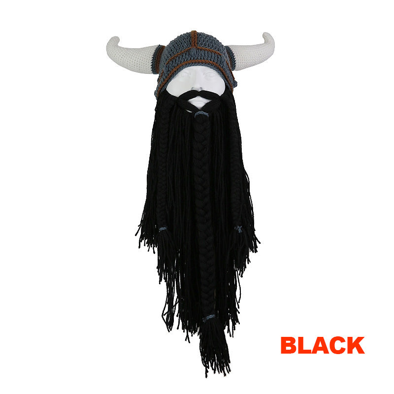 [Unique Gift] Funny Beard Viking Knit Hat and Removable Beard