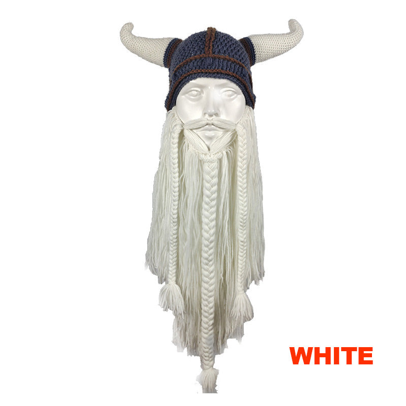 [Unique Gift] Funny Beard Viking Knit Hat and Removable Beard