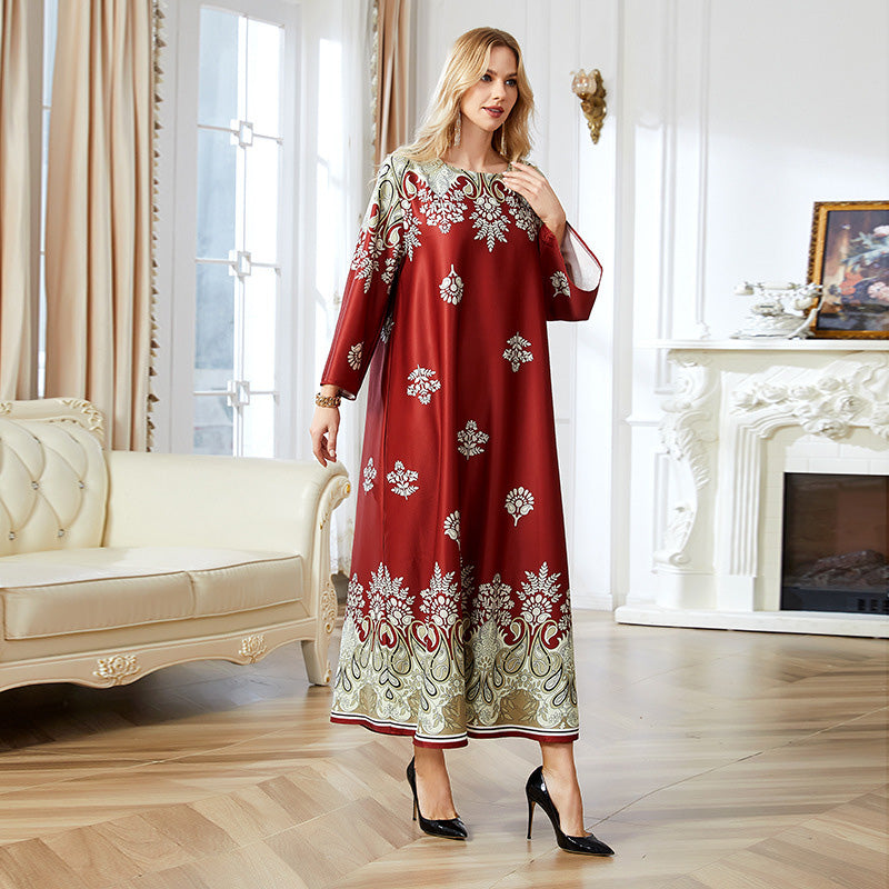 Red Printed Women's Robe