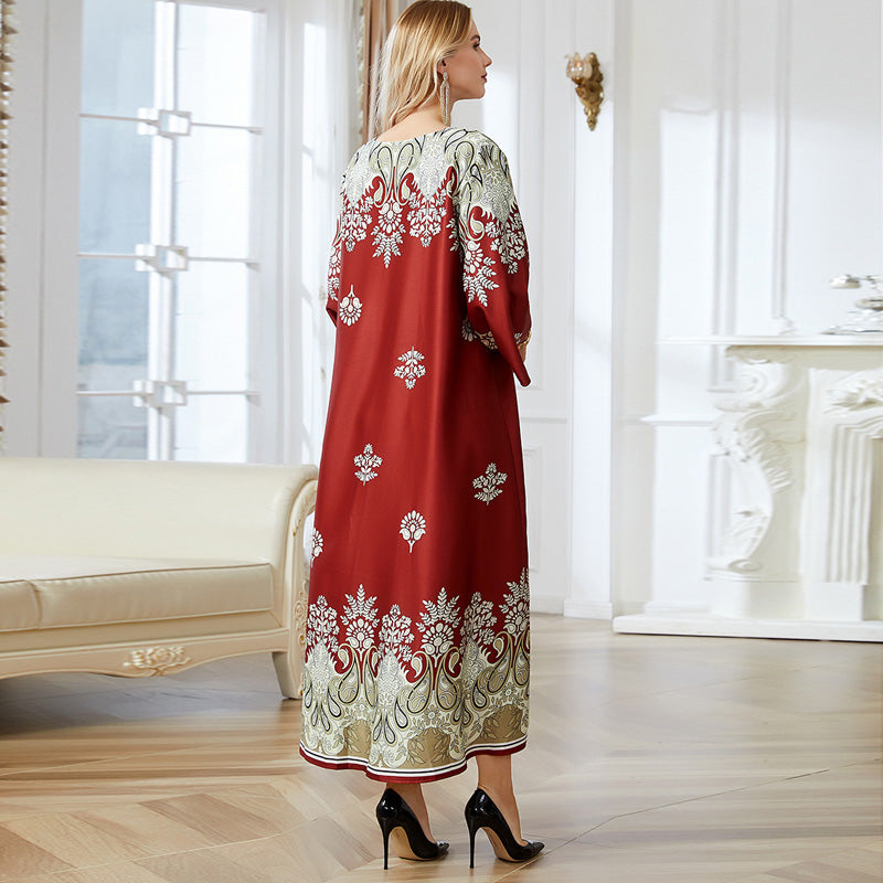 Red Printed Women's Robe