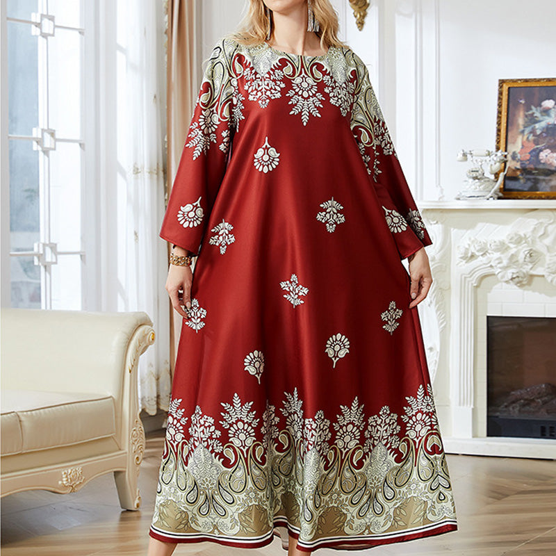 Red Printed Women's Robe