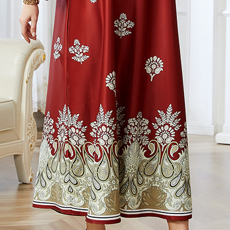 Red Printed Women's Robe