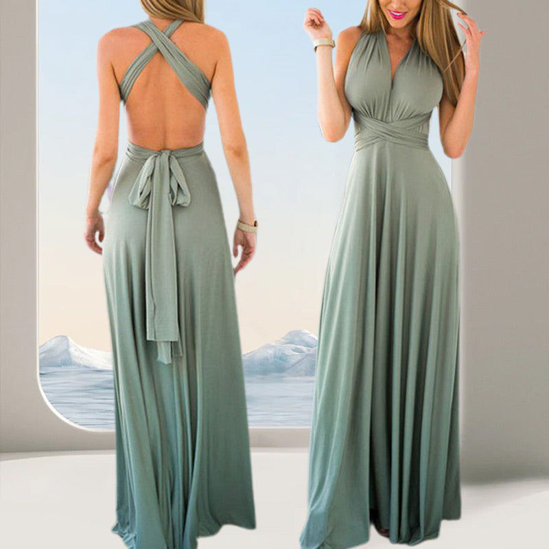 Women’s Sexy Elegant Multiway Wrap Backless Long Dress