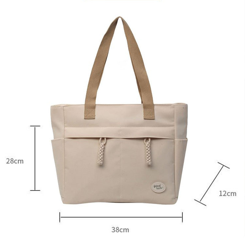 Trendy Large Capacity Tote Bag with Multiple Pockets