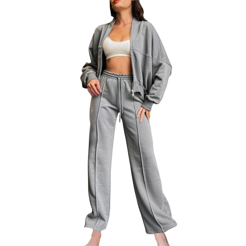 💕Autumn Specials - Women's Long Sleeve Zip Coat Drawstring Sweatpants 2-Piece Sets