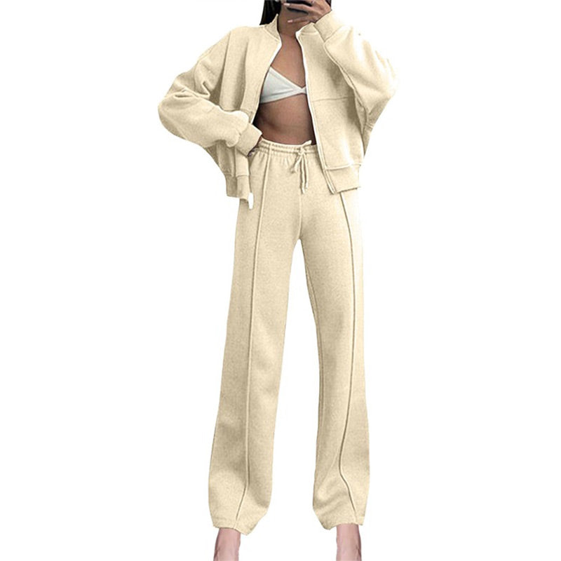 💕Autumn Specials - Women's Long Sleeve Zip Coat Drawstring Sweatpants 2-Piece Sets