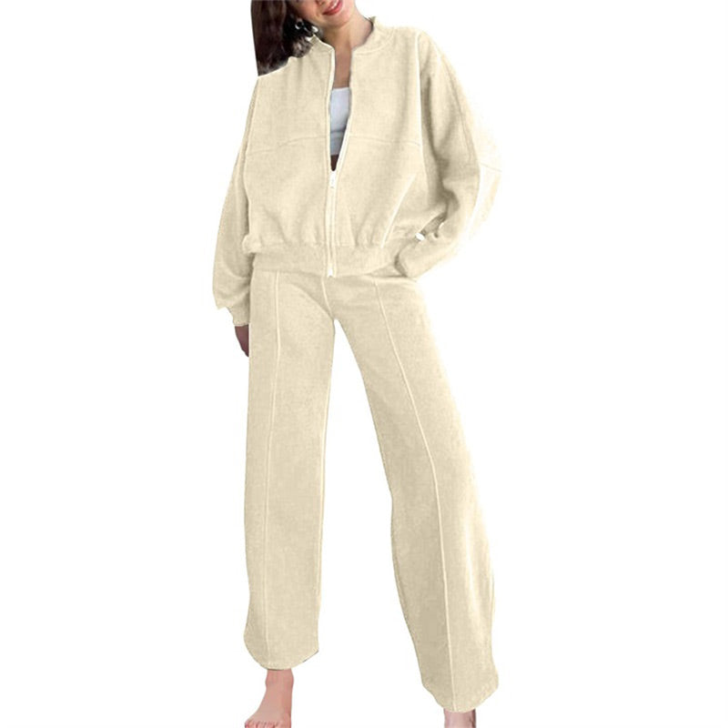 💕Autumn Specials - Women's Long Sleeve Zip Coat Drawstring Sweatpants 2-Piece Sets