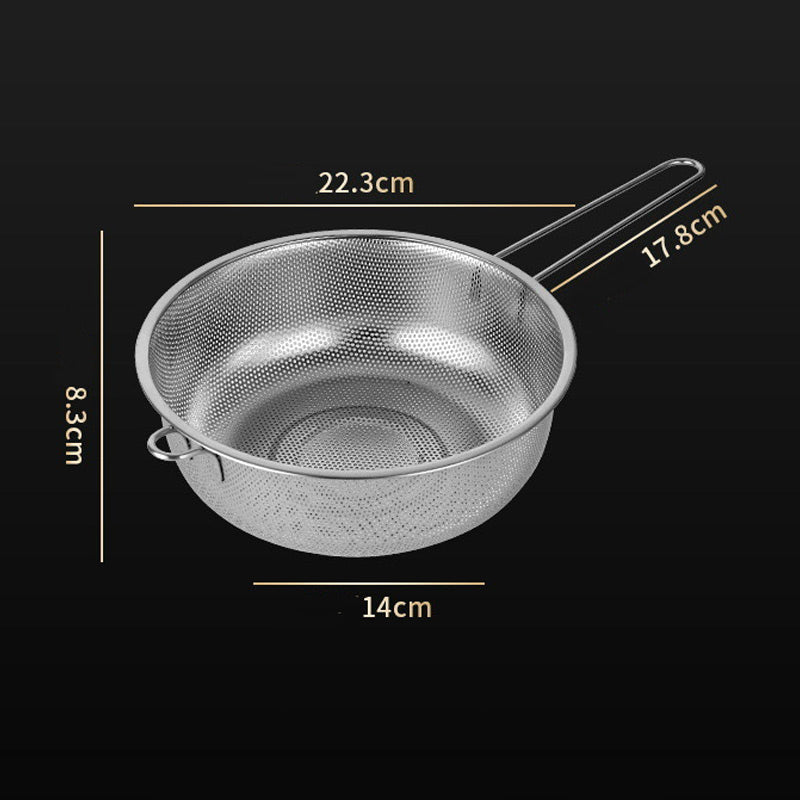 Kitchen Stainless Steel Basin Colander with Handle