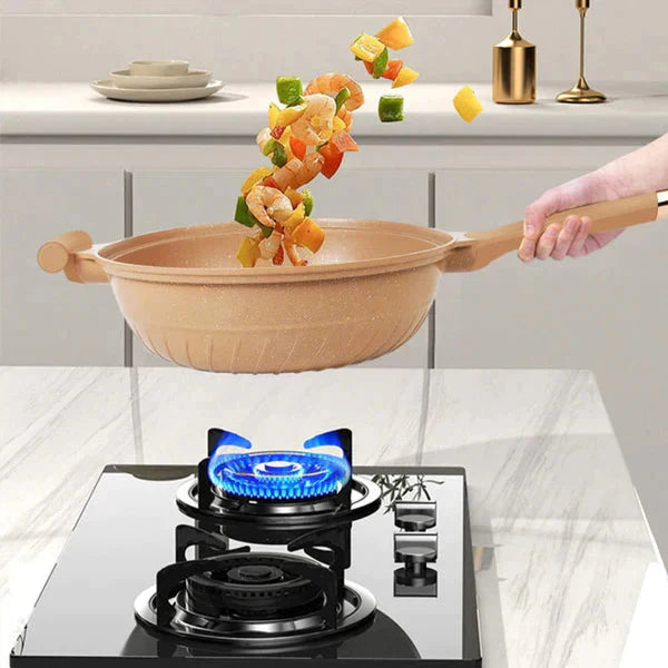 🔥Free Shipping🔥 Non-Stick Clay Wok With Steamer Basket